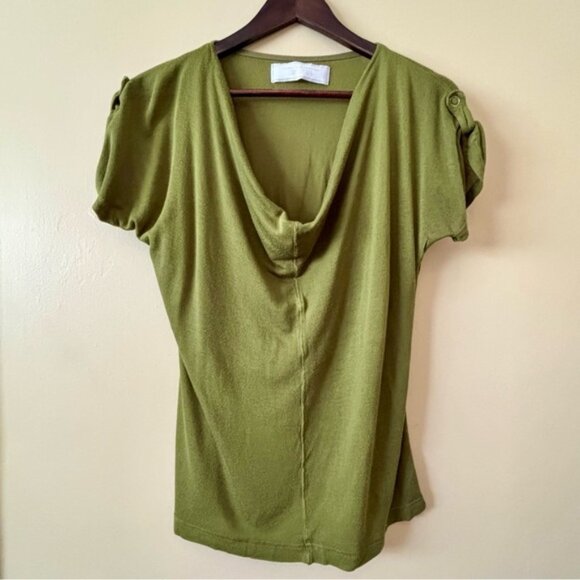 Zara| Zara Collection| Sz 4 Olive Green Cowl Neck Button Cap Sleeve Women's Top - Picture 1 of 2